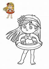 Girl Swimsuit Coloring Page Stock Illustrations – 145  sketch template