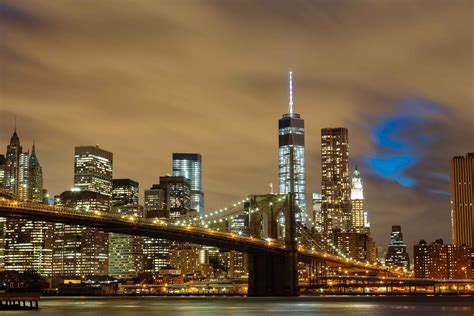 Free new york city brooklyn bridge lights cityscape - Image