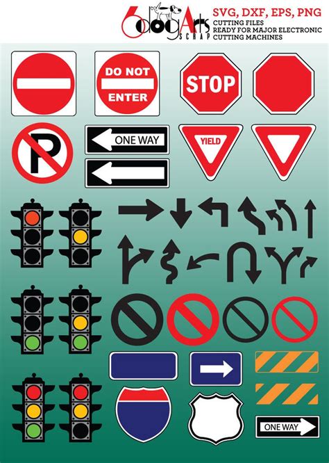 Road Traffic Signs Clip Art Digital Cut Files Svg Dxf Eps Png - Etsy