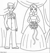 Bride And Groom coloring Page sketch template