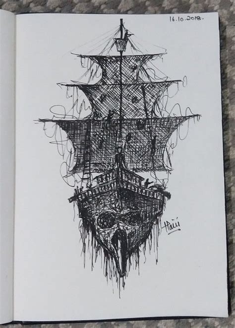 Pen art, ship, black Pearl, pirates of the caribbean. #inkwell, #penart, #black&weight | Ship ...