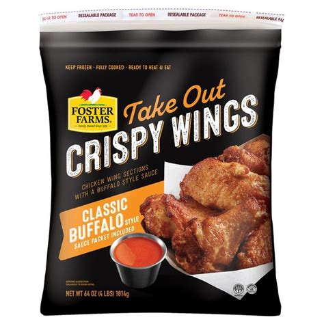 Foster Farms Crispy Wings, Take Out, Classic Buffalo Style (64 oz ...