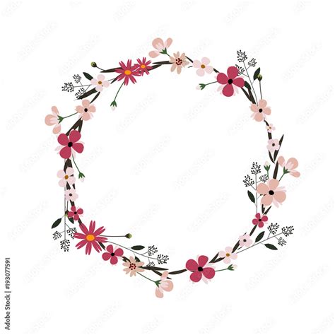 Vector flower wreath. Floral frame for greeting, invitation, wedding ...