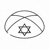 Kippah Yarmulke Jewish Line Icono Vector Ilustración Del  sketch template