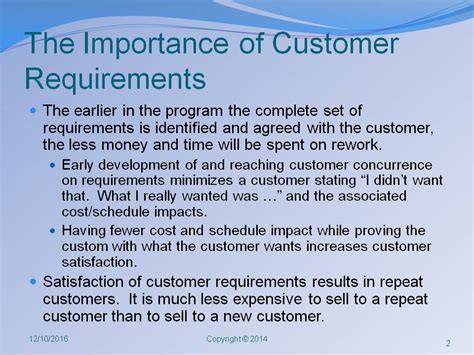 Organizational Economics: The Importance Customer Requirements Management