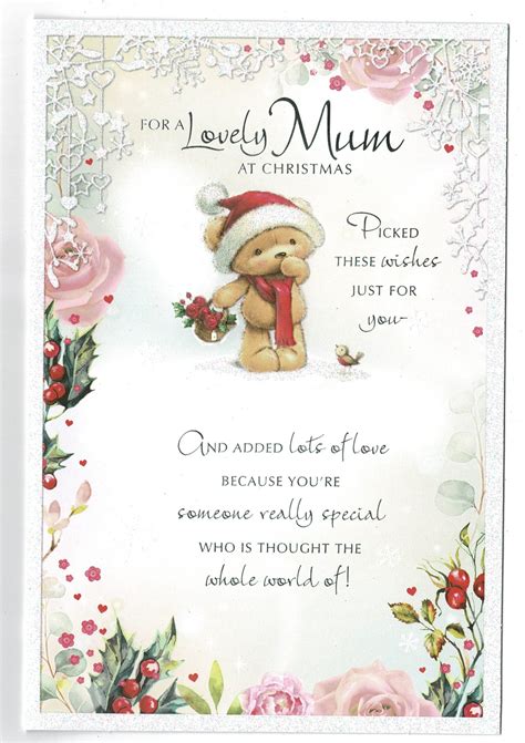 Mum Christmas Card 'For A Lovely Mum At Christmas' With Sentiment Verse - With Love Gifts & Cards