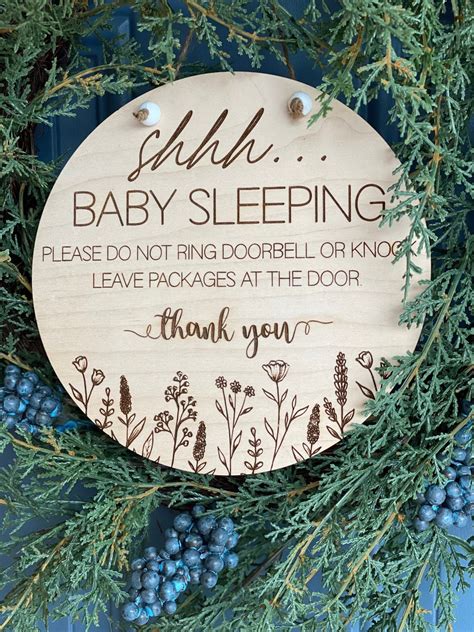 Sleeping Baby Sign / Shhh Baby Sleeping Sign / Wooden Door - Etsy