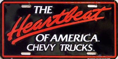 CHEVY HEARTBEAT OF AMERICA SIGN license plate - Old Time Signs