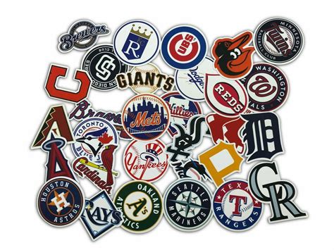 30 MLB Baseball Teams Logo Decals Vinyl Stickers for Skateboard/Luggage ...