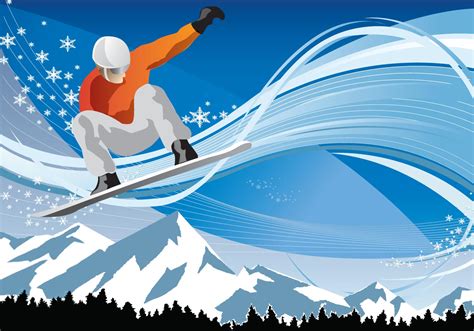 Snowboarding in the mountains - Download Free Vector Art, Stock ...