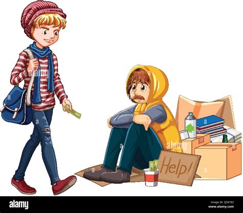 A man giving money to homeless man illustration Stock Vector Image & Art - Alamy