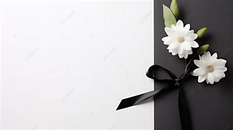 White Flower On White Paper With Black Ribbon Background, Paper, Funeral, Condolence Background ...