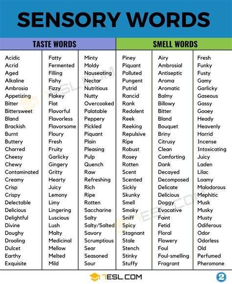 700+ Sensory Words to Improve your Writing in English • 7ESL