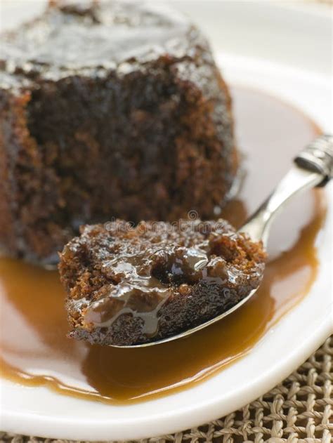 Sticky Toffee Pudding with Toffee Sauce Stock Photo - Image of ...