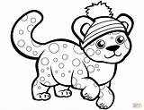 Cute Cheetah In Winter Hat coloring Page  Free Printable Coloring Pages sketch template