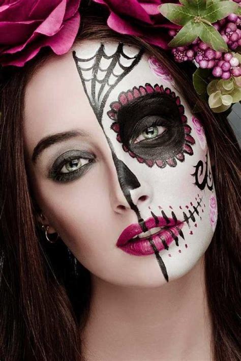 33 Simple Sugar Skull Makeup looks-2018 DIY Halloween Makeup Ideas – juelzjohn … | Halloween ...