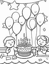 Easy Birthday Party Scene Coloring Page sketch template