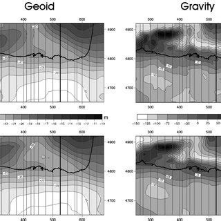 Observed and calculated geoid undulations and gravity anomalies over... | Download Scientific ...