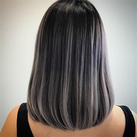 Image result for Silver Highlights On Dark Hair | Grey ombre hair, Brown hair with silver ...