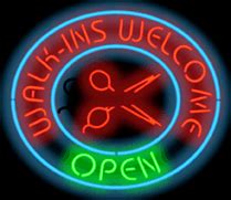WALK INS WELCOME Neon Sign | Neon signs, Salon design, Welcome sign