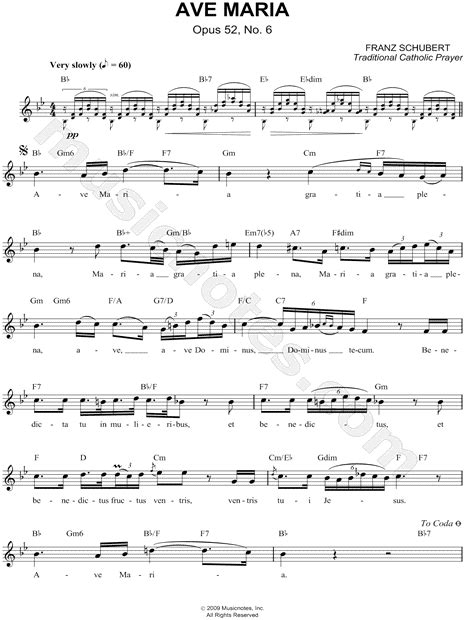 Franz Schubert "Ave Maria" Sheet Music (Leadsheet) in Bb Major (transposable) - Download & Print ...