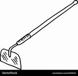 Hoe Ink Drawing Farming tool Sketch Gardening Vector Image sketch template