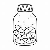 Pillole Di Medicina In Stile Doodle Disegnato A Mano Una Bottiglia Con  sketch template