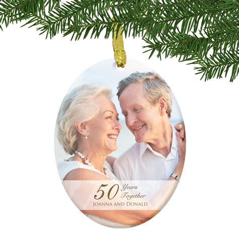 Personalized Glass 50th Anniversary Couples Photo Ornament