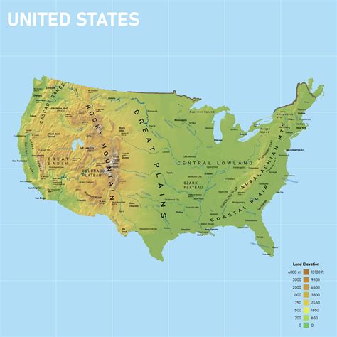 8 Best Images Of Printable Physical Map Of Us Us Physical Map United ...