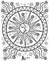INSTANT DOWNLOAD Coloring Page Celestial Mandala Design Doodle Art  sketch template