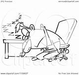 Clipart Outlined Exhausted Man Dozing At His Desk  Royalty Free Vector sketch template