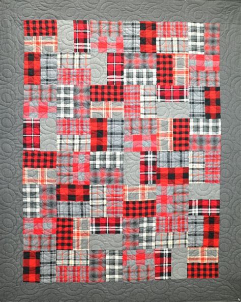 Double Down Flannel Quilt Kit: Red & Black