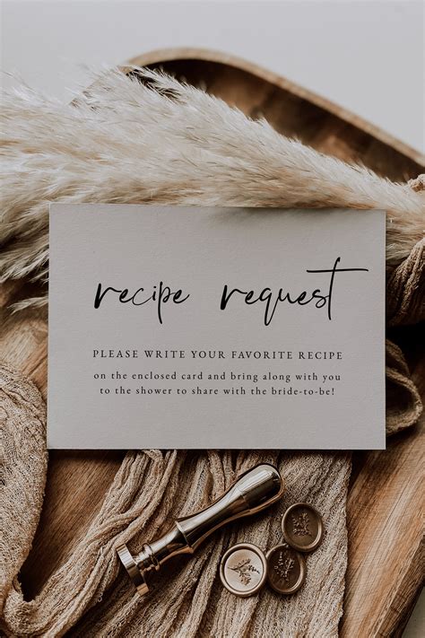 Bridal Shower Recipe Card & Recipe Request Template | Etsy