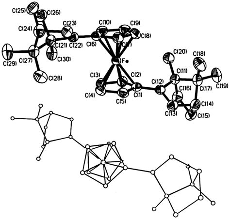 Molecular structure of ferrocene 4 in the crystalline state. Two views ...