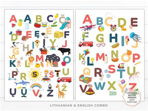 Lithuanian & English Alphabet ABC Posters Estonian Decor | Etsy