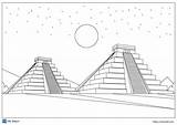 Pyramid Coloring Aztec Drawing Pages Mayan Chichen Itza Maya Pyramids  sketch template