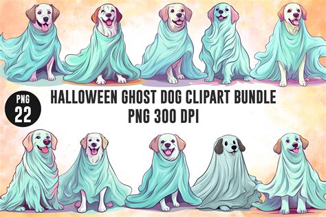 22 Halloween Ghost Dog Clipart Bundle Graphic by Samudro Sen · Creative Fabrica