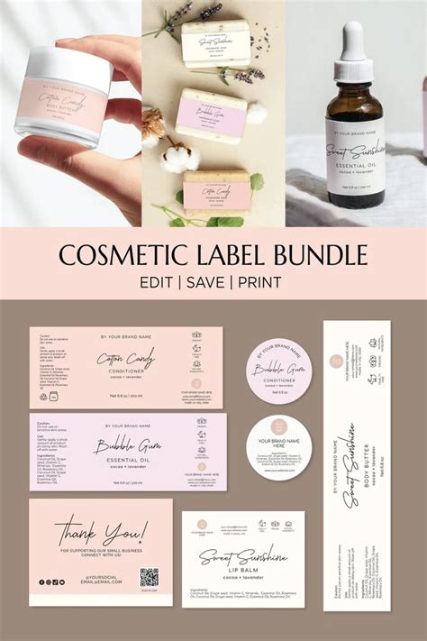 Cosmetic Branding Bundle Printable Cosmetic Label Template Body Butter ...