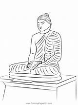 Sitting Buddha Statue Coloring Page For Kids  Free Buddhism Printable sketch template