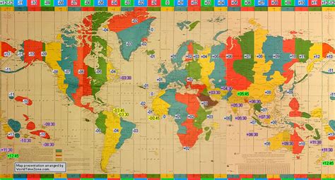 Standard Time Zone chart of the World in 1968-1970- map presentation arranged by World Time Zone