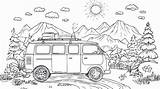 Road Trip Travel Coloring Page For Kids In Summer  Premium AI sketch template