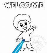 Kid Welcome coloring Page  Coloring sketch template