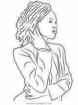 African Model Coloring Page For Kids  Free Women Printable sketch template
