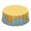 Large covered round table - Gold - Plain pearl blue | Animal Crossing (ACNH) | Nookea