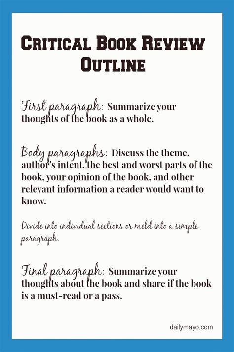 Critical Book Review Example and Tutorial Daily Mayo Daily Mayo | Writing a book review, Book ...
