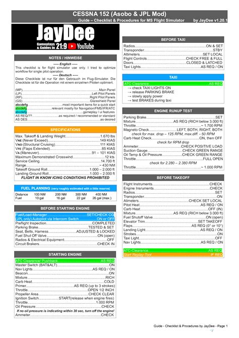 Cessna 152 - Checklist & Procedures for Microsoft Flight Simulator | MSFS