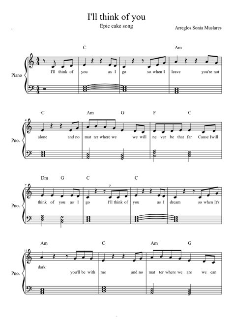 I'll think of you sheet music for Piano download free in PDF or MIDI