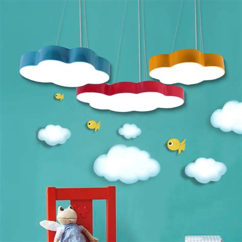 Modern Colorful Cloud LED Pendant Light Warm Fashion Single Acrylic Hanglamp Fixtures For Kids ...