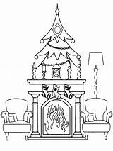 Christmas Fireplace Coloring Pages Printable For Free Download sketch template