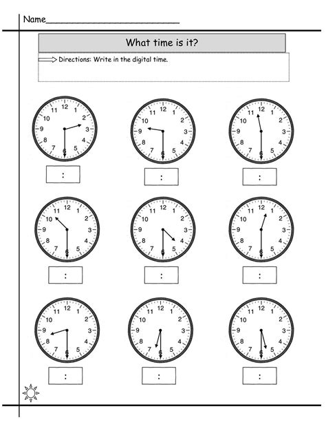 Printable Time Worksheets Telling The Time To 1 Min 4 | Worksheets | Printable Clock Worksheets ...